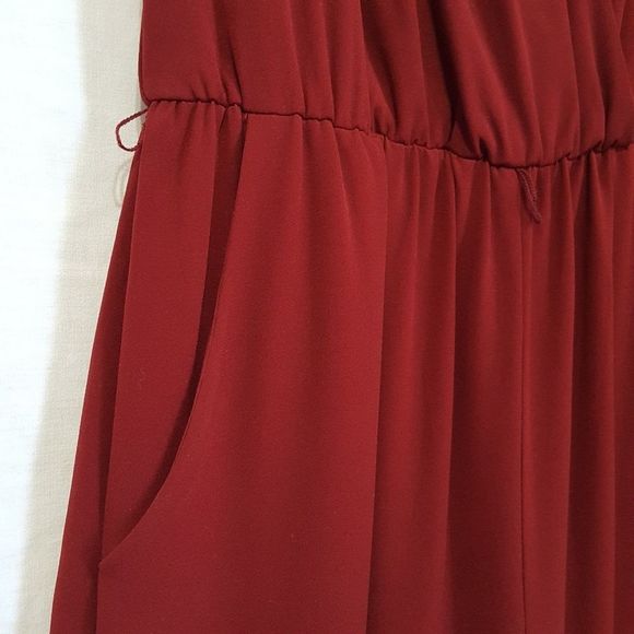 GIANNI BINI | Maroon Wide Leg Open Back Romper Med - Picture 6 of 8